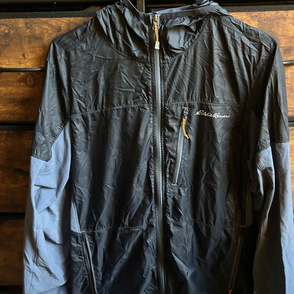 Eddie Bauer Black and Gray Windbreaker Jacket